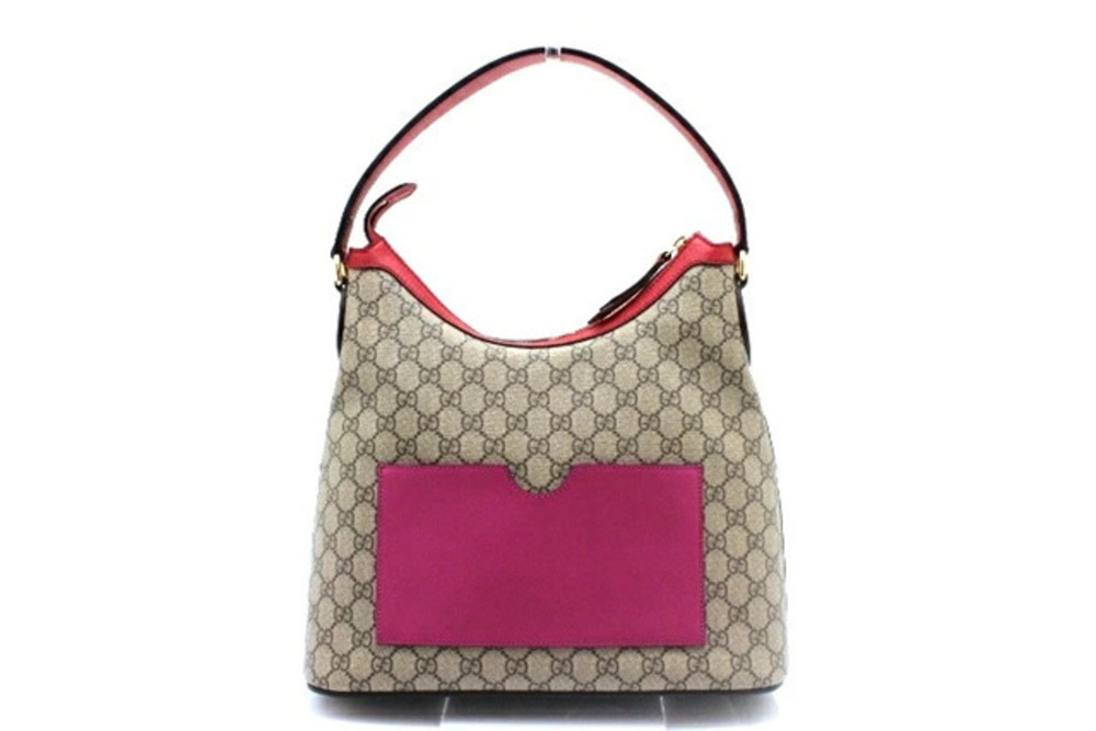 Gucci Shoulder Bag Hobo GG Supreme Beige Cream Red Pink